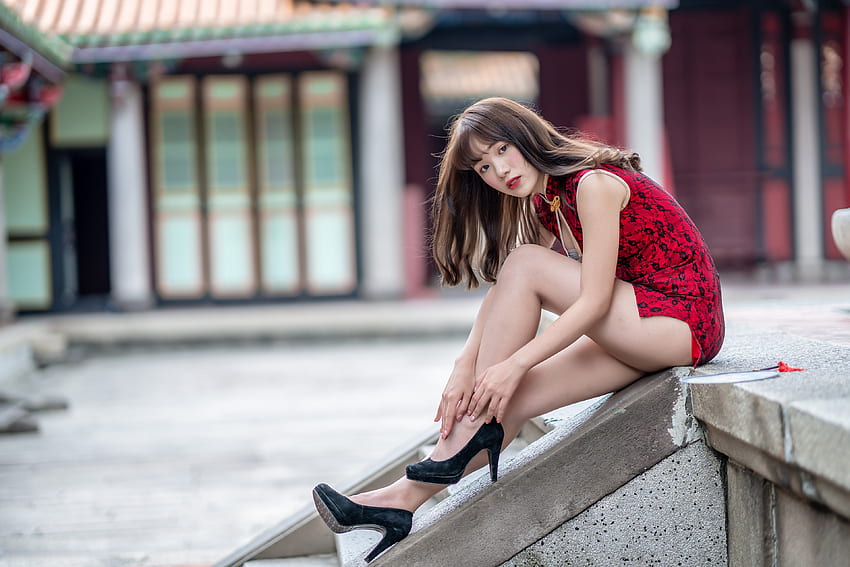 Model, upskirt, women, asian HD wallpaper