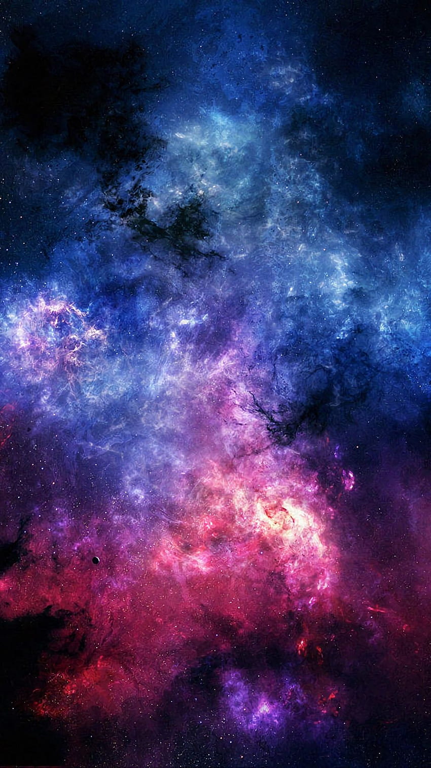 พื้นที่ ท้องฟ้าเต็มไปด้วยดวงดาว จักรวาล เนบิวลากาแล็กซีสีม่วงสีน้ำเงิน วอลล์เปเปอร์โทรศัพท์ HD