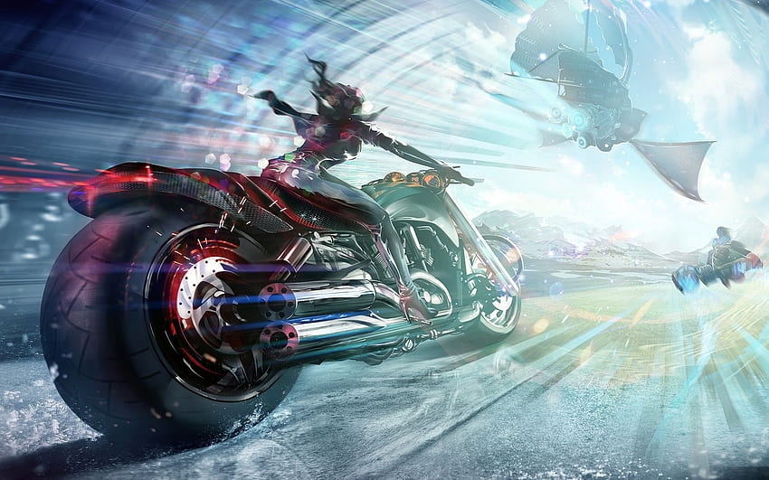 バイク チョッパー カスタム 最新のフル バイク - Sci Fi 高画質の壁紙
