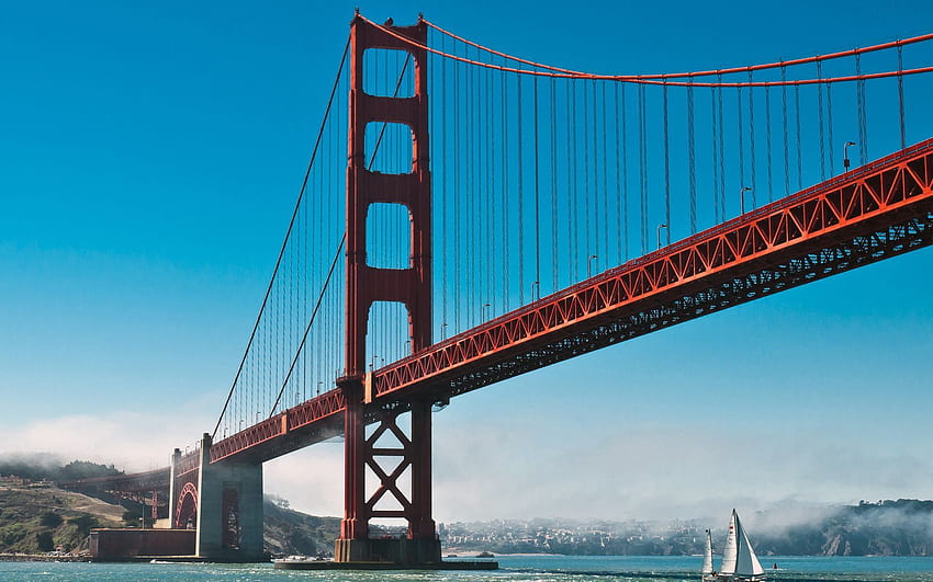 Cities, Water, Sky, Ocean, Sailboat, Sailfish, Bay, San Francisco, Golden Gate HD wallpaper