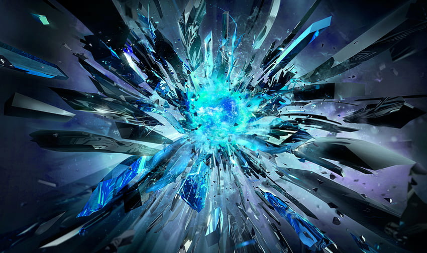 explosão de núcleo azul, azul, núcleo, resumo, explosão papel de parede HD