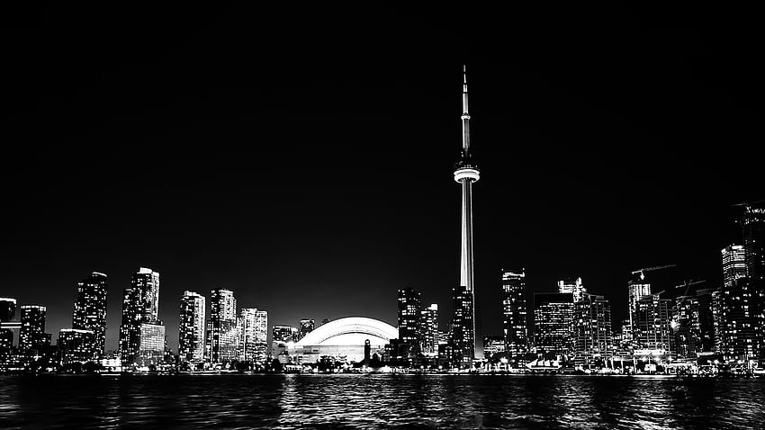 Toronto City Night Missing Tower Dark Cityview Bw, 1600X900 Toronto HD ...