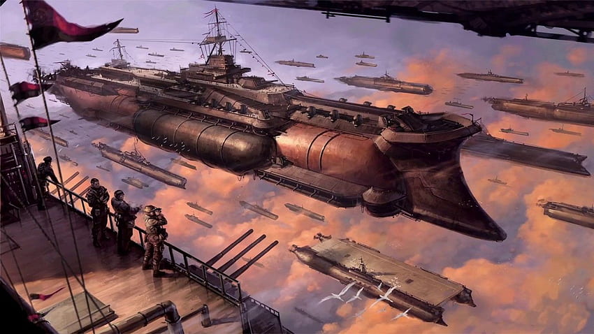 Steampunk Airships กระโดดและแอนิเมชั่น After Effects วอลล์เปเปอร์ HD