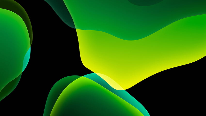 iOS 13 , Stock, iPadOS, Green, Black background, AMOLED, iPad, , Abstract, Cool Green and Black HD wallpaper
