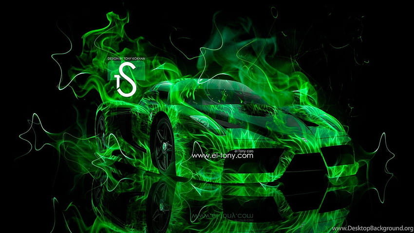 Green Fire, Green Ferrari HD wallpaper