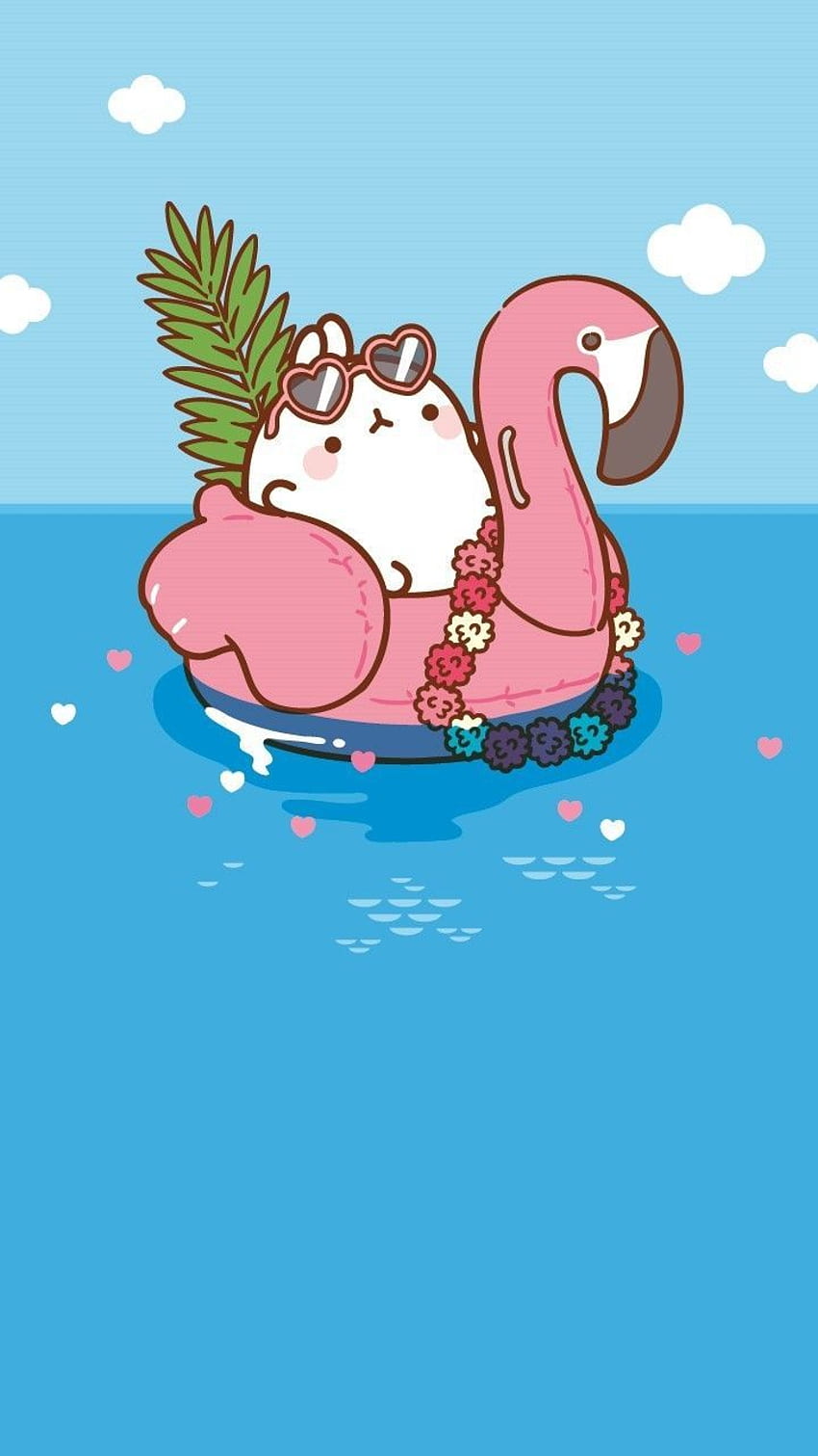 ニャー！ これはモランの完璧な夏です。 私は水の上にいたいことを知っています。 かわいい漫画, かわいいイラスト, かわいい HD電話の壁紙
