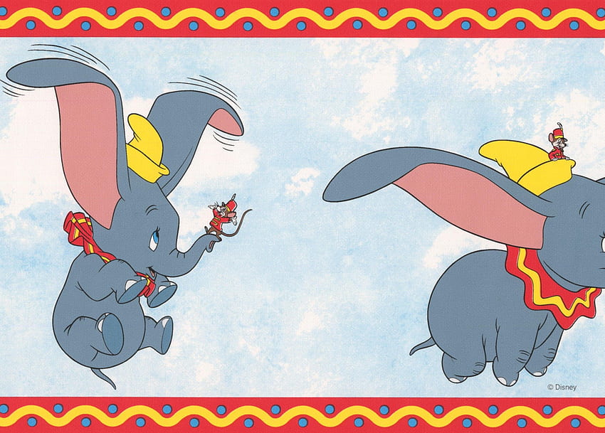 Dumbo the Elephant Disney Cartoon Border - White, Blue, Baby Dumbo HD wallpaper