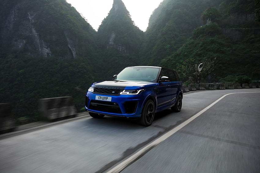 Carro azul, na estrada, Range Rover Sport papel de parede HD