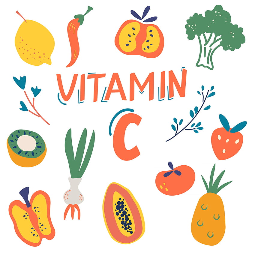 Vitamin C sources set Fruits and vegetables enriched with ascorbic acid Dietetic food organic nutrition composition Healthy food dietetics products organic Flat vector cartoon illustration 2511895 Vector Art at Vecteezy HD phone wallpaper