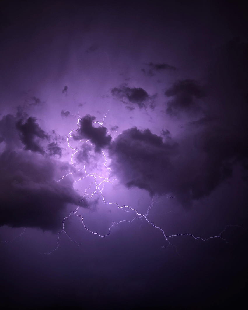 Nature, Clouds, Lightning, Violet, Purple, Thunderstorm, Storm HD phone wallpaper