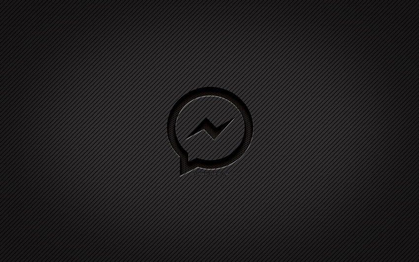 Facebook Messenger carbon logo, , grunge art, carbon background, creative, Facebook Messenger black logo, brands, Facebook Messenger logo, Facebook Messenger HD wallpaper