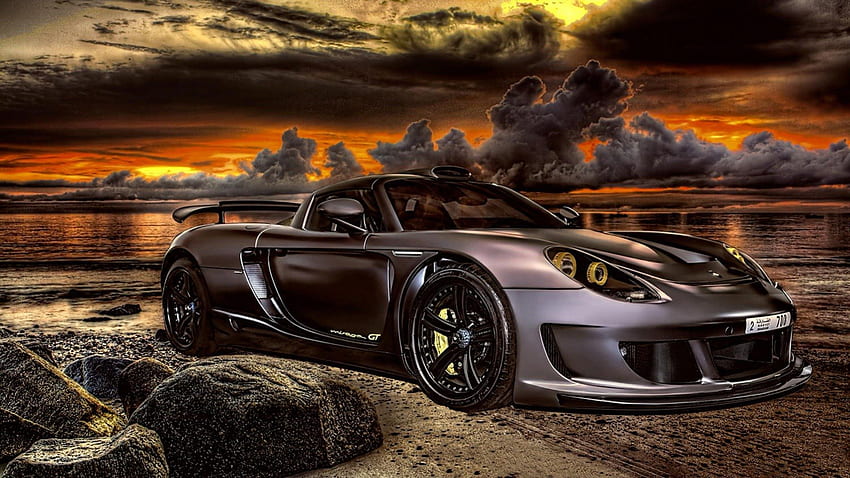 Porsche Mirage GT, supercar, auto, auto, tramonto Sfondo HD