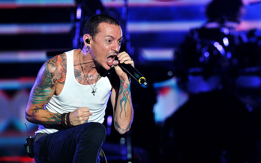 Честър Бенингтън, Linkin Park, вокалист, рок, концерт, американски певец за с резолюция . Високо качество HD тапет