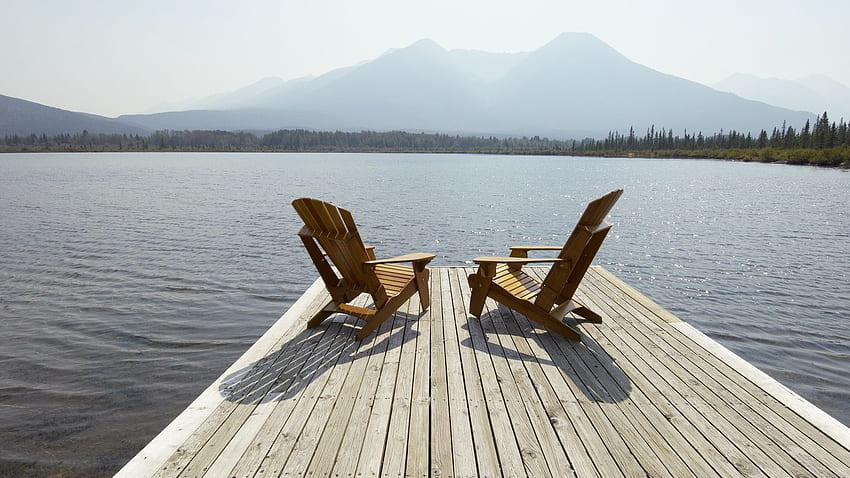 Chairs On the Lake with Dock. beds, chairs, dock on the lake, beautiful, on. Lake , Full , Docks on the lake, Wood Chair HD wallpaper