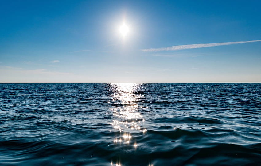 sea, the sky, water, the sun, light, depth, horizon, relax, sea, clear skies for , section природа HD wallpaper