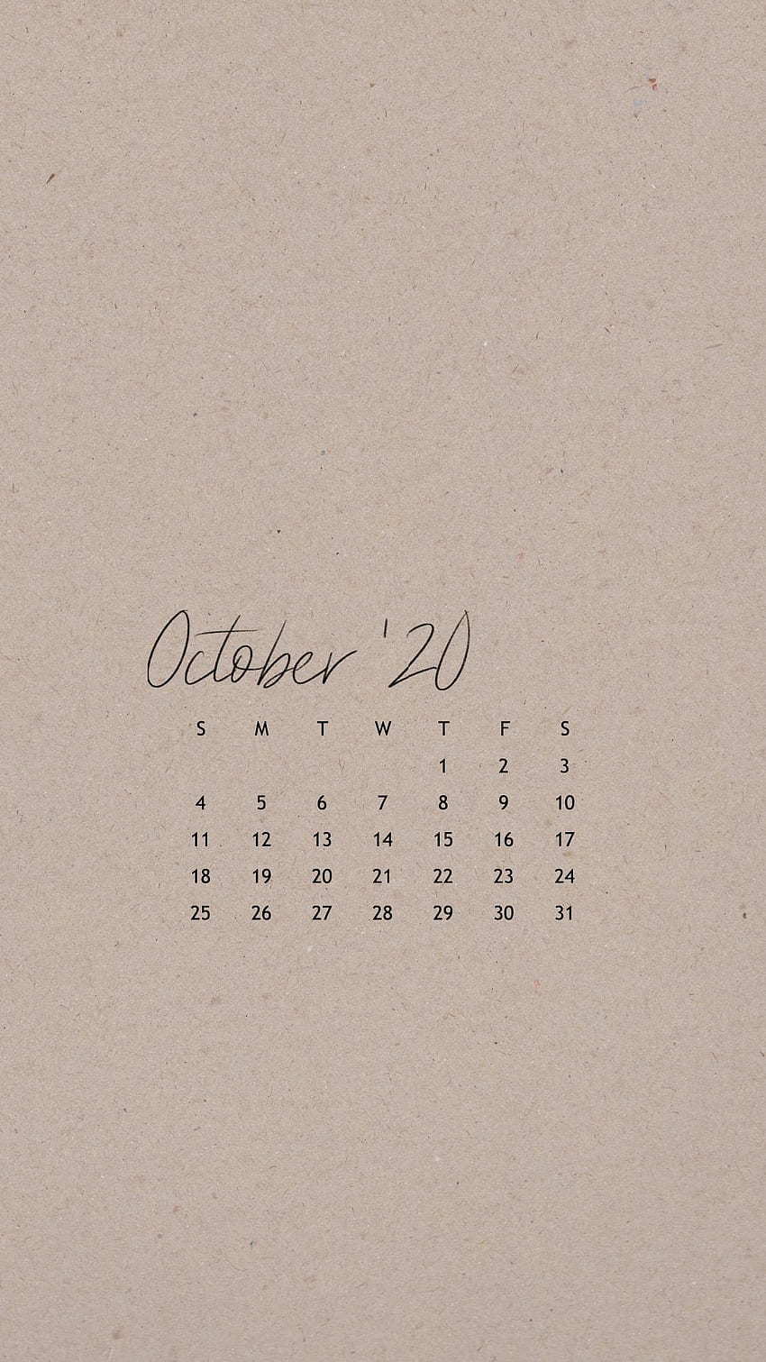 October 2020 Phone Calendar - Thyme Is Honey HD phone wallpaper