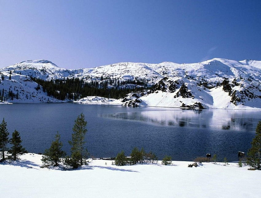 winter lake of happines, landscape, nature HD wallpaper