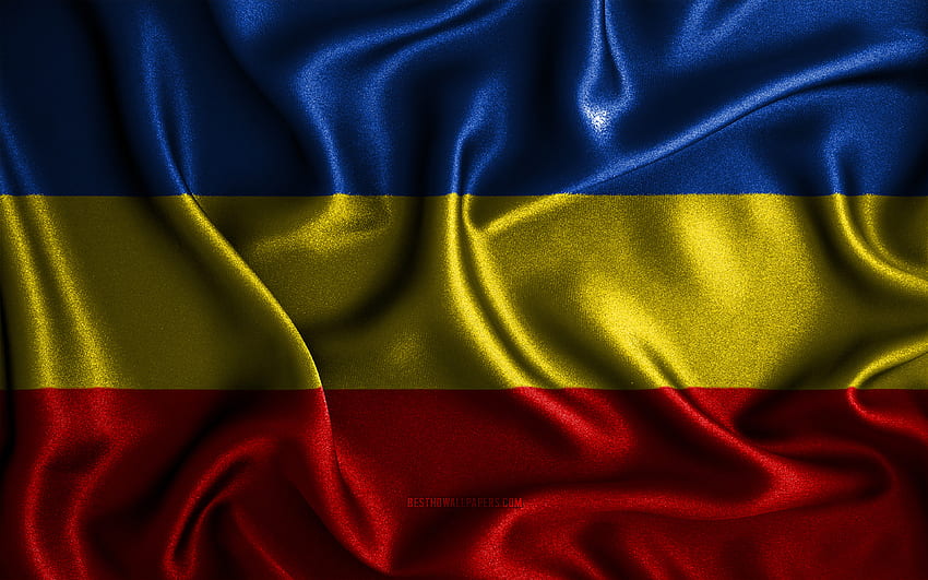 Canar flag, , silk wavy flags, ecuadorian provinces, Day of Canar, fabric flags, Flag of Canar, 3D art, Canar, Provinces of Ecuador, Canar 3D flag, Ecuador HD wallpaper