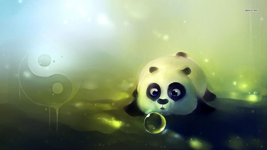 Panda, Small Cute Cartoon Panda HD wallpaper