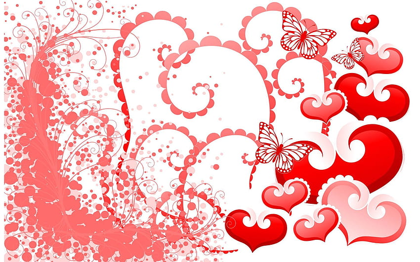 Holidays, Butterflies, Background, Hearts, Valentine's Day HD wallpaper