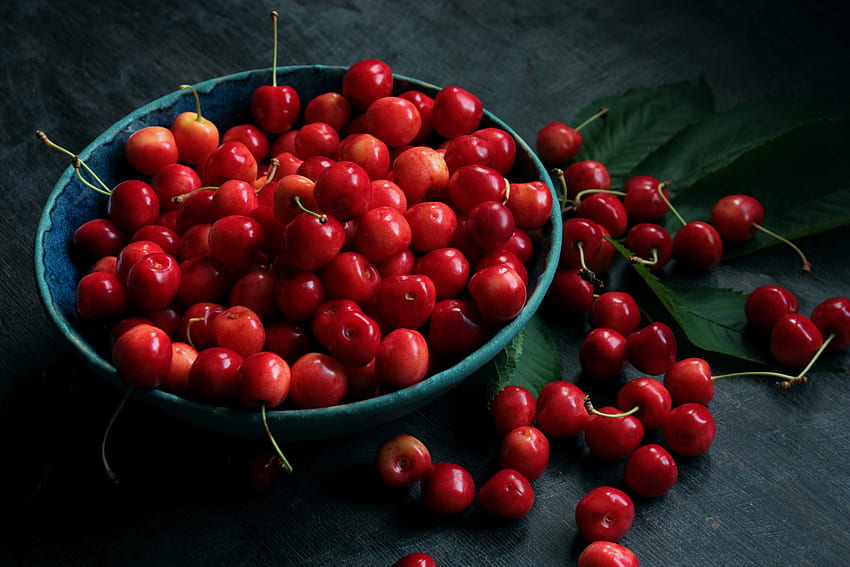 Sweet Cherry, Food, Cherry, Berries, Plate HD wallpaper