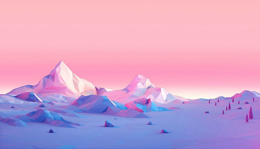 Нискополигонални планини лаптоп, художник, и фон, геометрична планина HD тапет