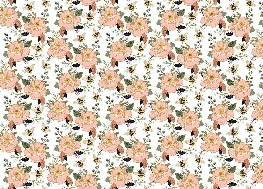 Wild Honey – Bees and Flowers Pattern – Flowers HD wallpaper