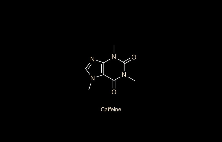 minimalism, oxygen, chemistry, black background, science, simple background, nitrogen, Caffeine, chemical structures for , section минимализм, Serotonin HD wallpaper