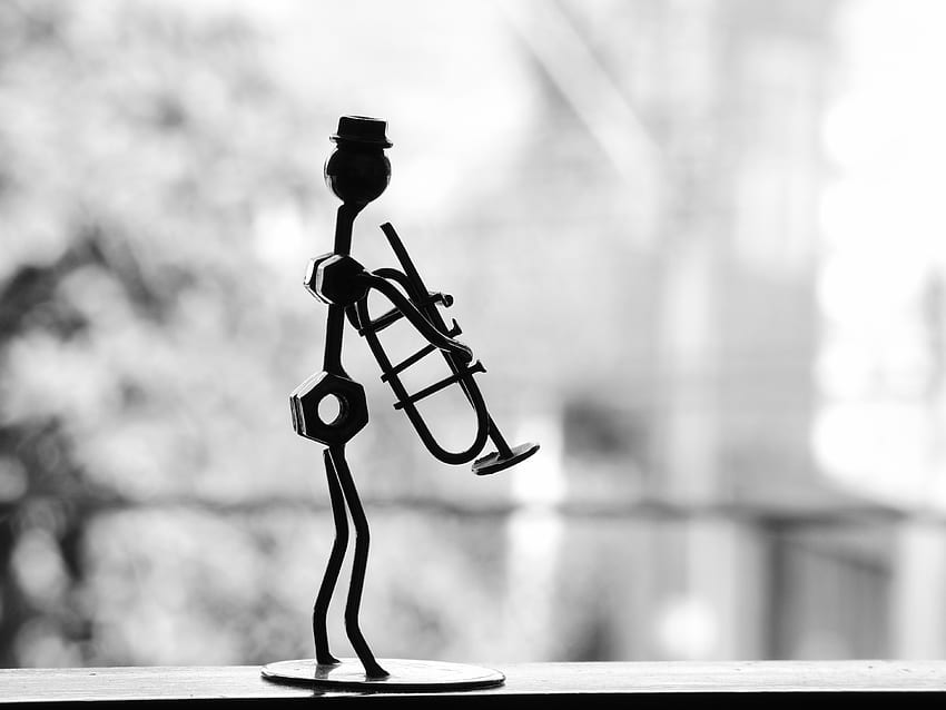 Statue, Metal, Musician, Trumpet, Pipe HD wallpaper