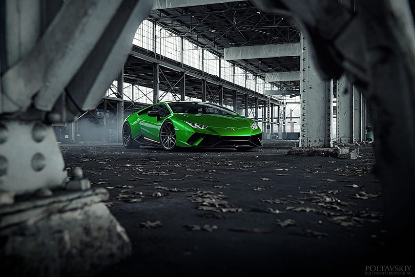 Verde Lamborghini Huracan, carro esportivo papel de parede HD