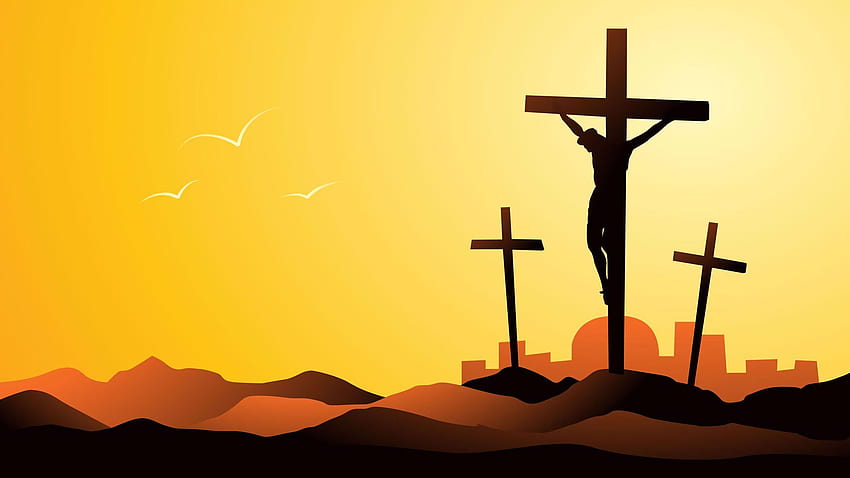 Of Jesus On Cross With Yellow HD wallpaper