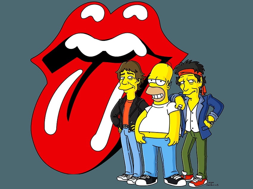 Homer Simpson Bart Simpson Musisi Rolling Stones Wallpaper HD