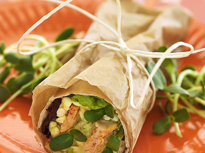 Chicken Wraps with Cottage Cheese and Sprouts recipe. Eat Smarter USA HD wallpaper