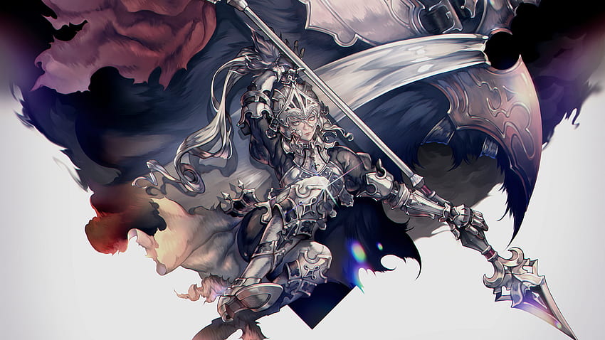 Lexica - Anime female knight full body holding sword white hair-demhanvico.com.vn