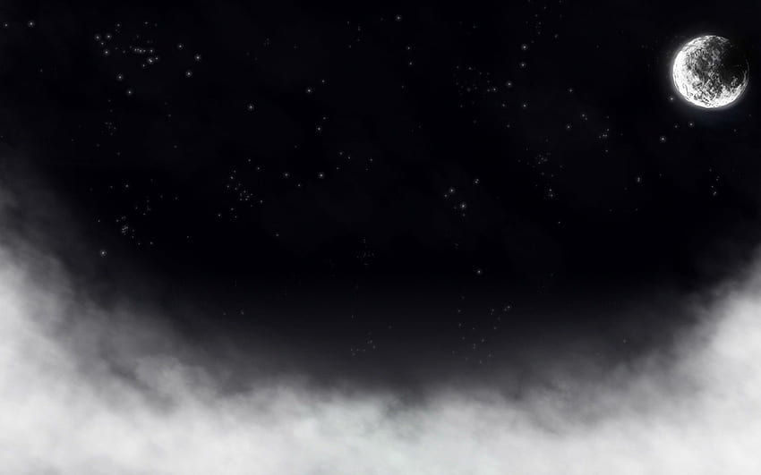 Moon, Dark Sky, Shiny Stars HD wallpaper