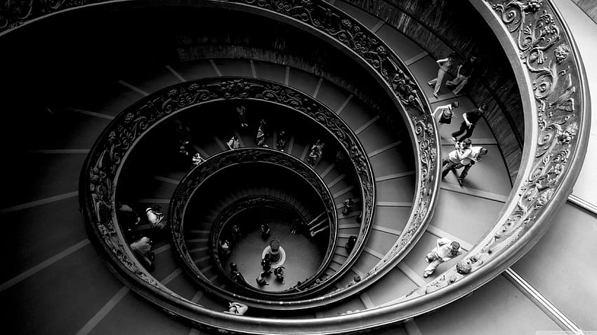 Известното двойно спирално стълбище във Ватиканските музеи HD тапет