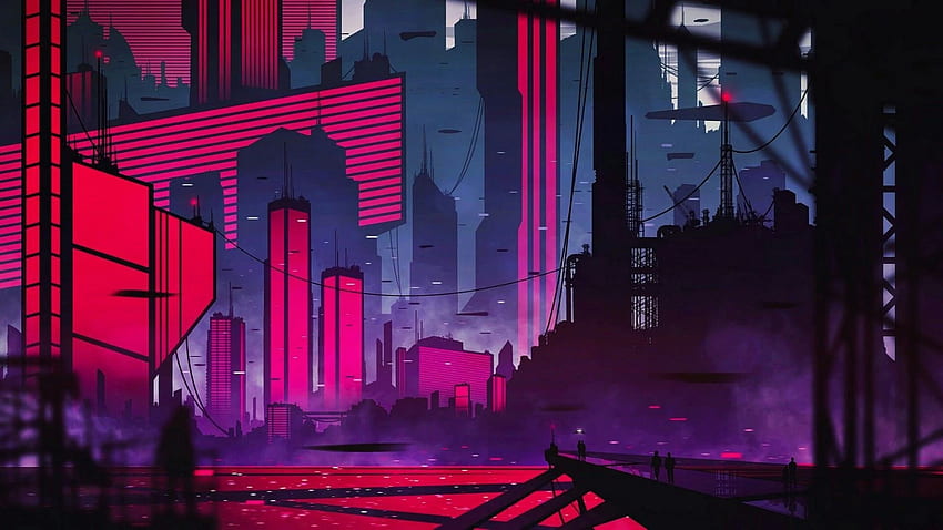 Neon City, Neon City Rot HD-Hintergrundbild