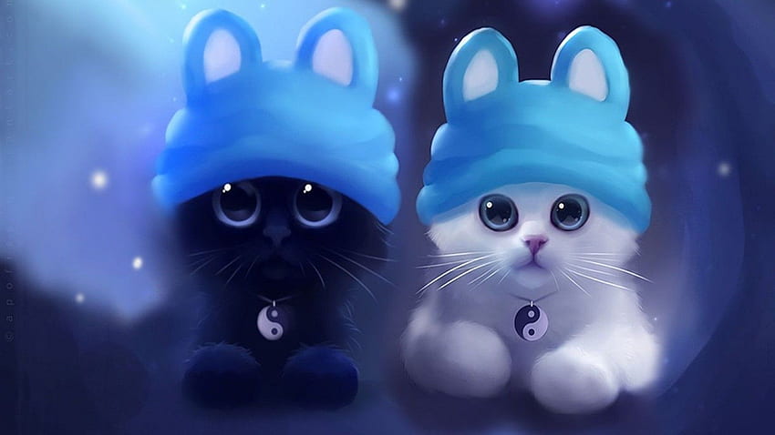 Cartoon Kitten, Cute Spring Cats HD wallpaper