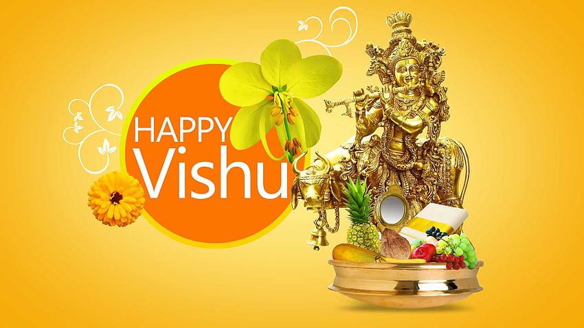 Vishu Greeting Cards Vishu ECards ゴールド ケララ フェスティバル, ハッピー ヴィシュ 高画質の壁紙
