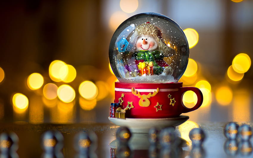 :), toy, snowman, craciun, ball, red, christmas, cup, new year HD wallpaper