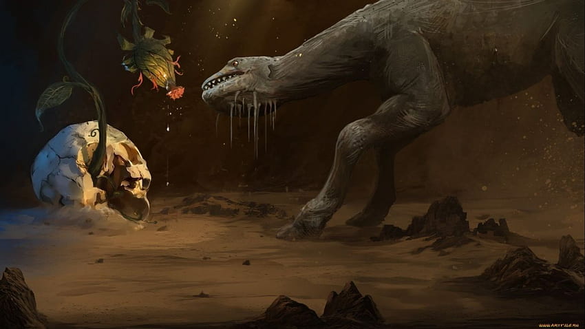 Fantasy art artwork creature monster serpent dragon skull s HD wallpaper