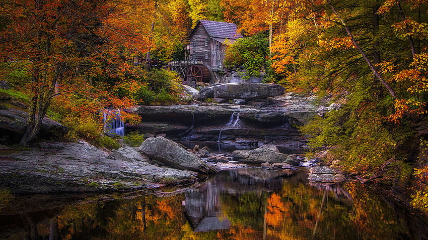 USA Watermill Glade Creek Grist Mill,, West Virginia HD wallpaper