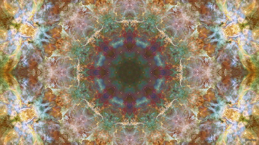 Abstract - Pattern Yellow Brown Artistic Manipulation Digital Abstract Mandala Space Galaxy HD wallpaper