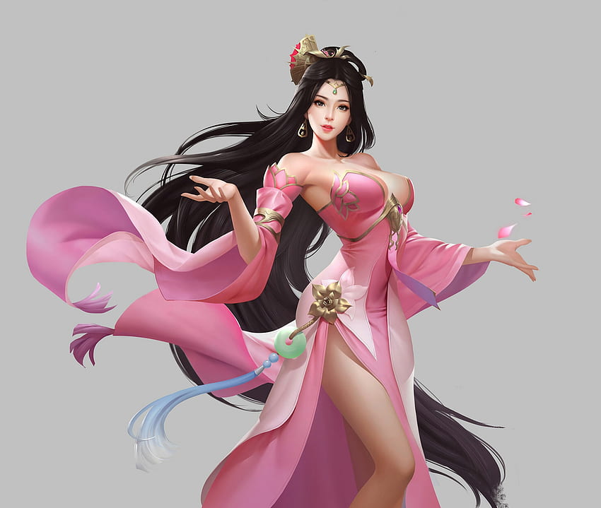 Fantasy girl, frumusete, liang xiaoyi, pink, fantasy, girl, luminos HD wallpaper