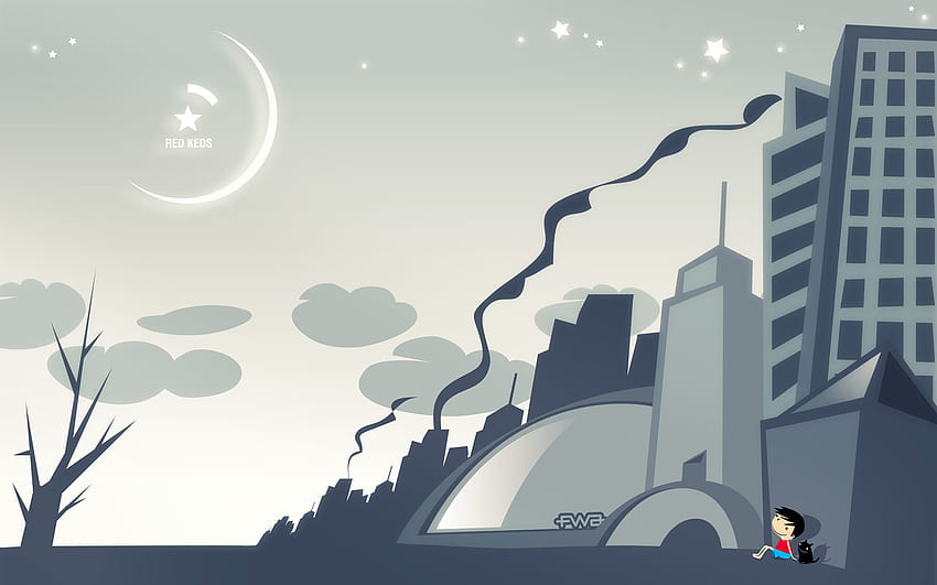 Moonlight, , cartoon, Cartoon Town HD wallpaper