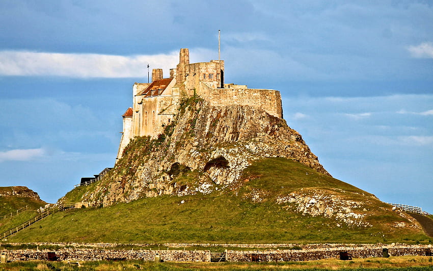 Château de Lindisfarne, Angleterre, médiéval, île, château, Angleterre Fond d'écran HD