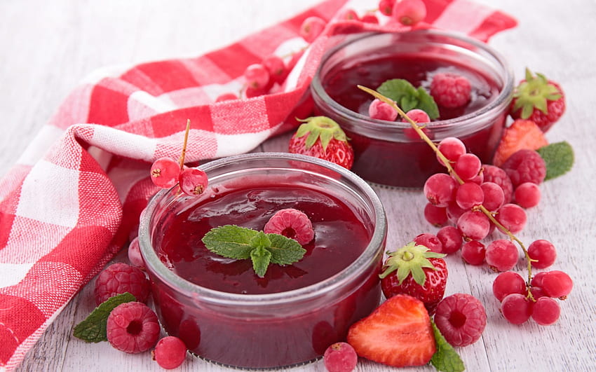 *, jar, strawberries, nature, food, jam HD wallpaper