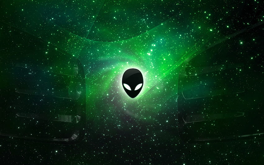 Alienware พื้นหลัง Alien Head พื้นที่สีเขียว วอลล์เปเปอร์ HD