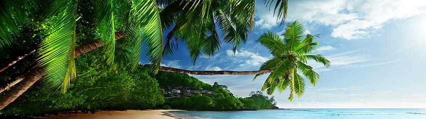 Tropical Beach Paradise Ultra Arka Plan, 3840X1080 Çift Monitör Sahil HD duvar kağıdı