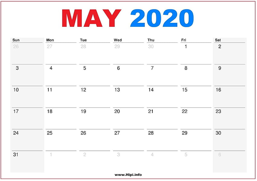 Twitter Headers / Facebook Covers / / Calendars, May 2020 Calendar HD ...